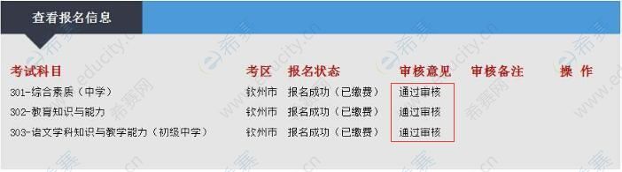 教师资格证报名审核状态