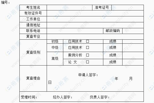 2019下半年南京软考成绩复查申请表