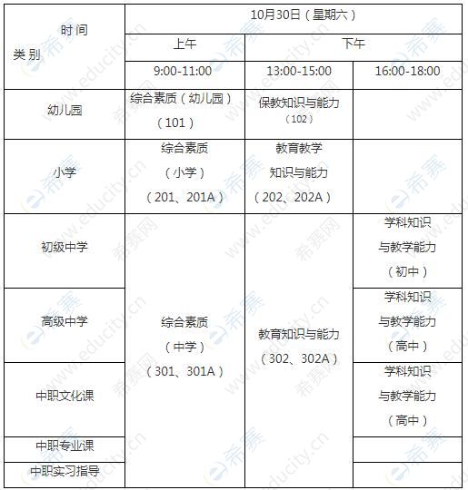 2021年下半年中小學(xué)教師資格考試安排