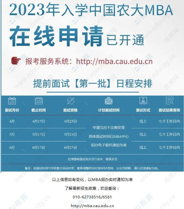 中國(guó)農(nóng)業(yè)大學(xué)2023年入學(xué)MBA【第一批】提前面試安排與要求.png