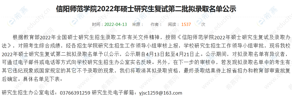 信阳师范学院2022年考研拟录取名单.png