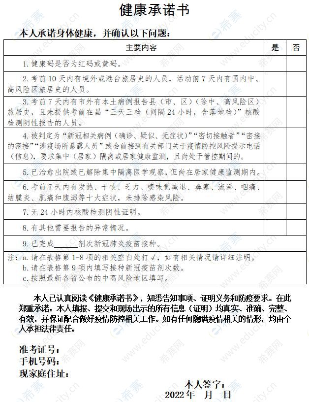 2022江西南昌考区执业药师考试健康承诺书下载.jpg