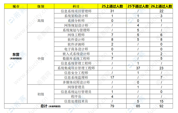 2026上半年东营软考合格人数