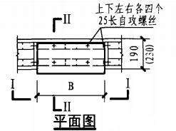 暗装消火栓箱轻钢龙骨石膏板墙上安装固定图（平面图）