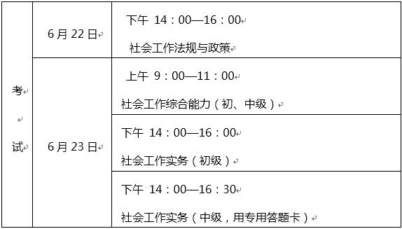 2019年贵州社会工作者考试时间