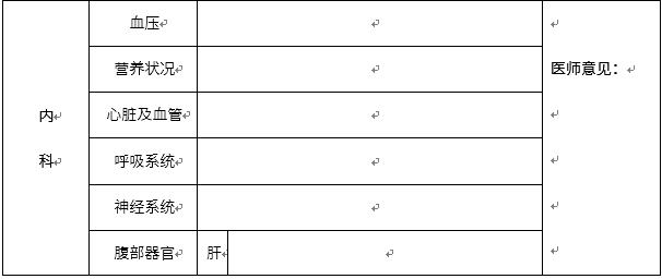 教师资格认定体检表